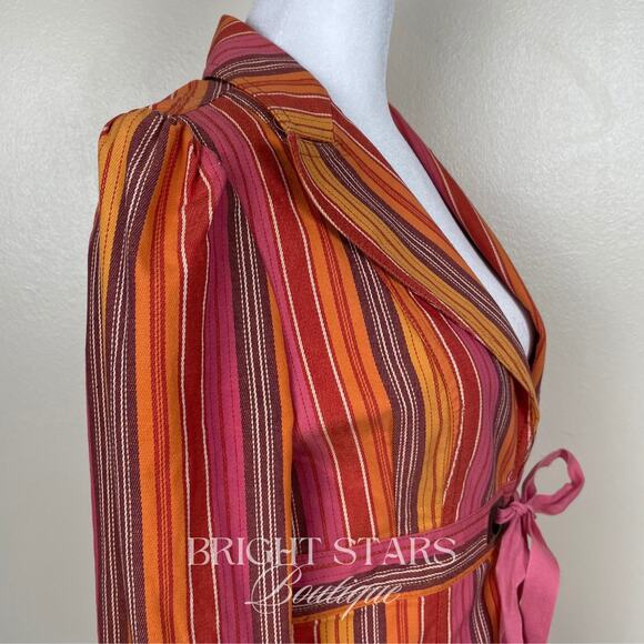 Rare Stripe Blazer Jacket ASO Paige Matthews Charmed Tie Front Vintage Y2K - Picture 10 of 11